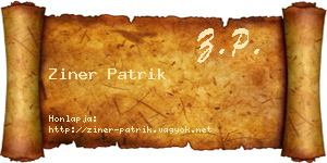 Ziner Patrik névjegykártya